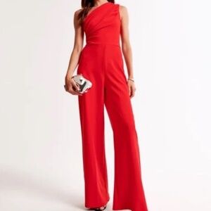 Abercombie Red One-Shoulder Jumpsuit